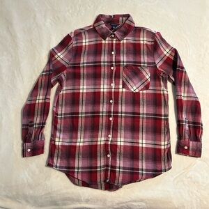 Woman’s Red Plaid Button-Up Shirt - Classic Flannel Style